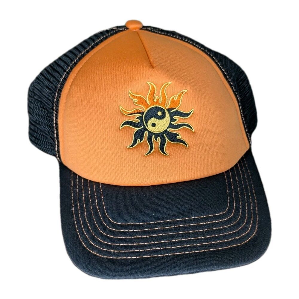 Urban Outfitters UO Icon Trucker Hat Sun Cap Snapback Orange Black